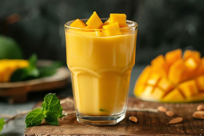 protein mango lassi with iso100 whey recipe