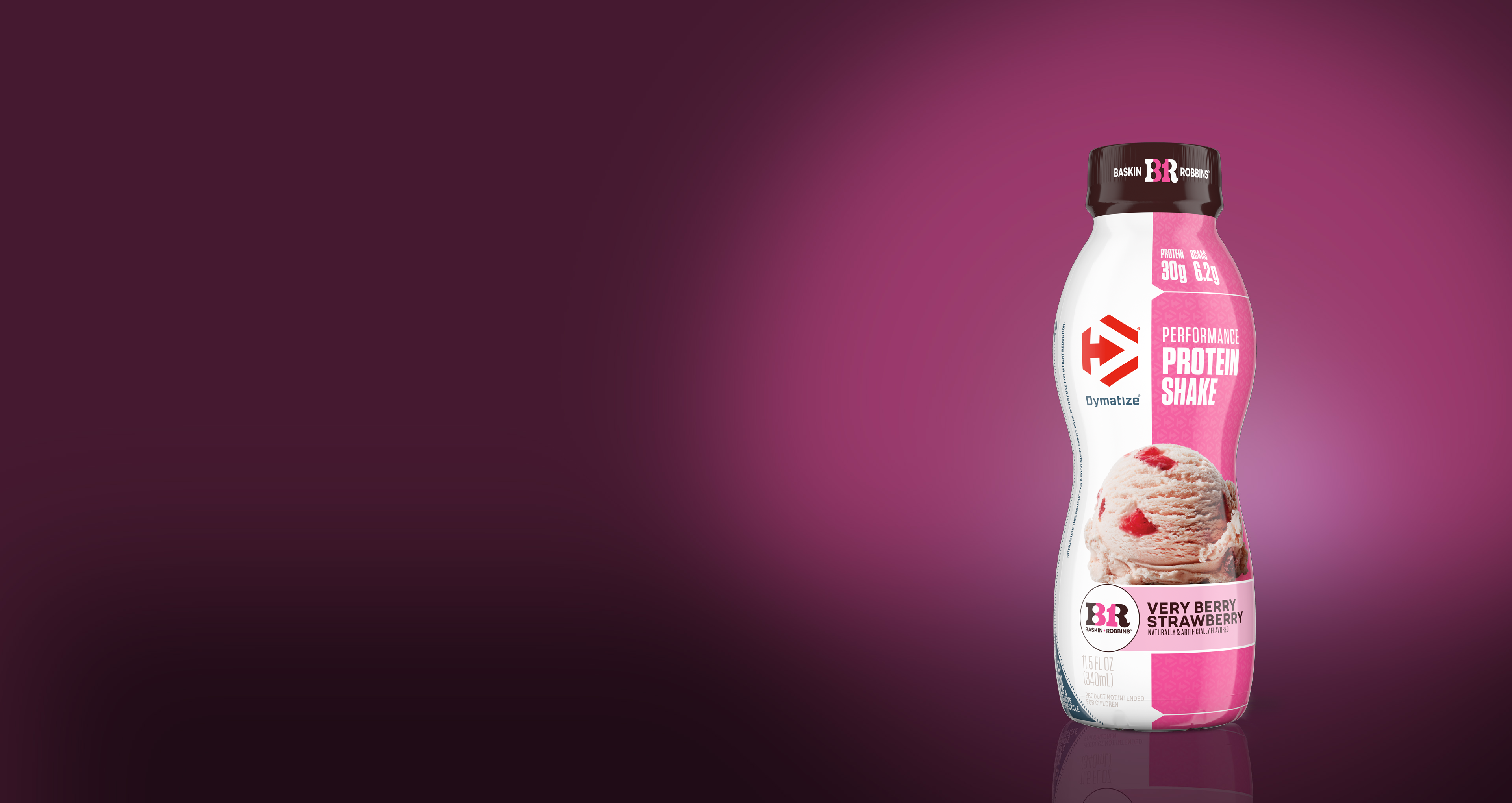 A single Baskin-Robbins™ Very Berry Strawberry Flavor Performance Protein Shake
