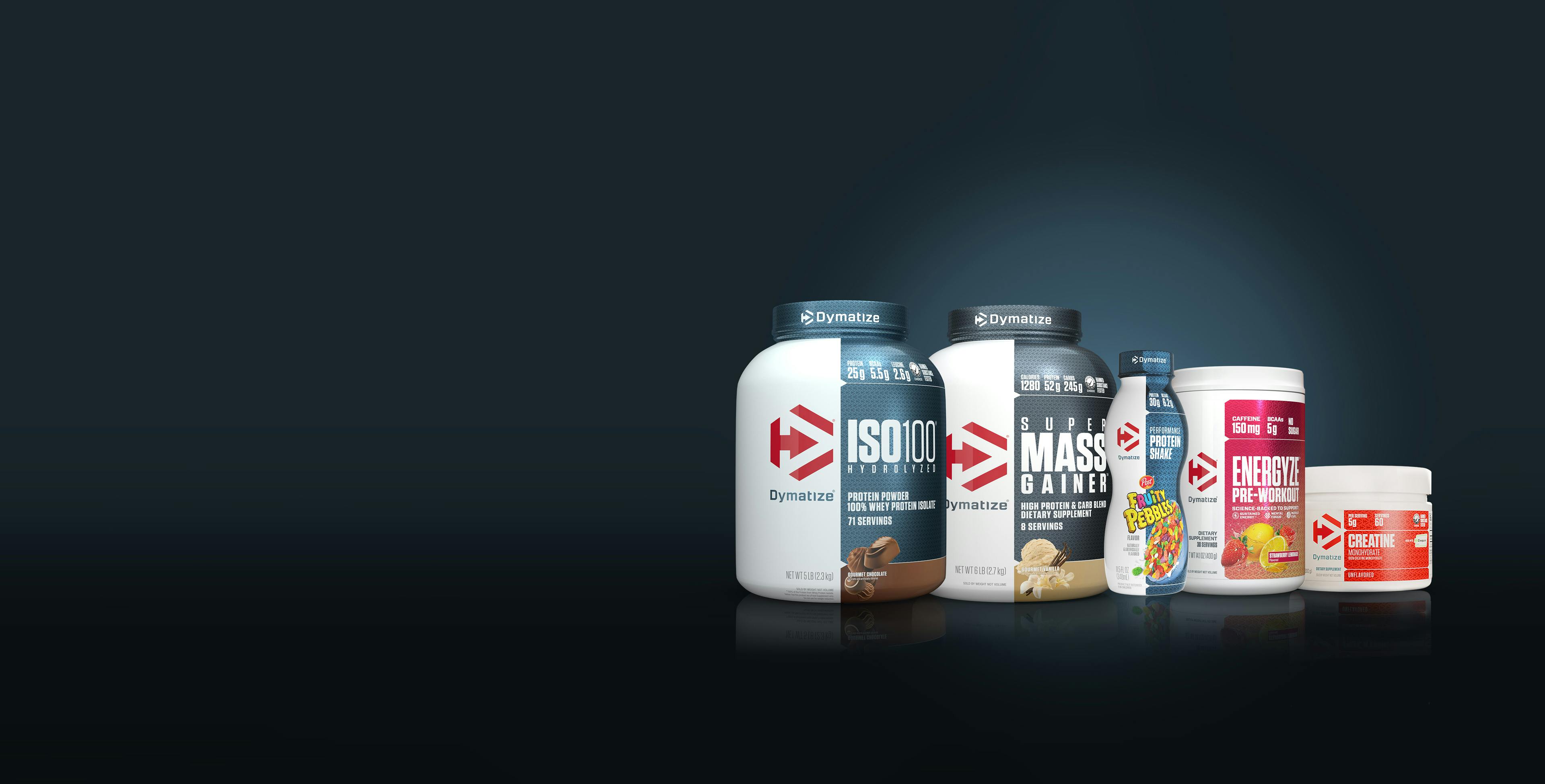 A collection of Dymatize products.