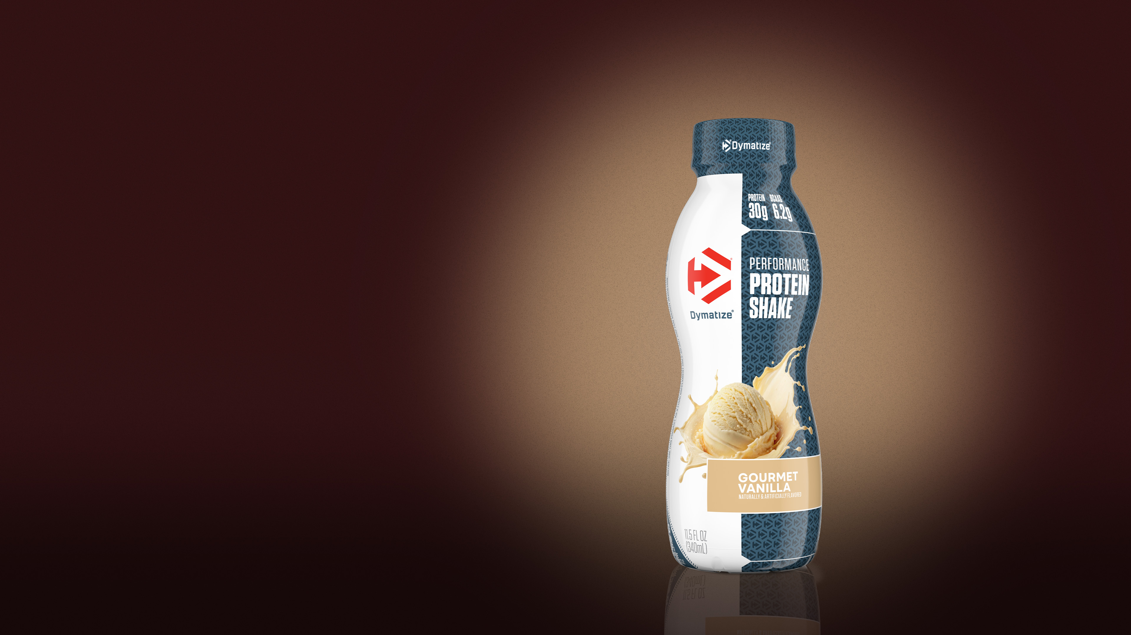 A single bottle of Dymatize Performance Protein Shake Gourmet Vanilla