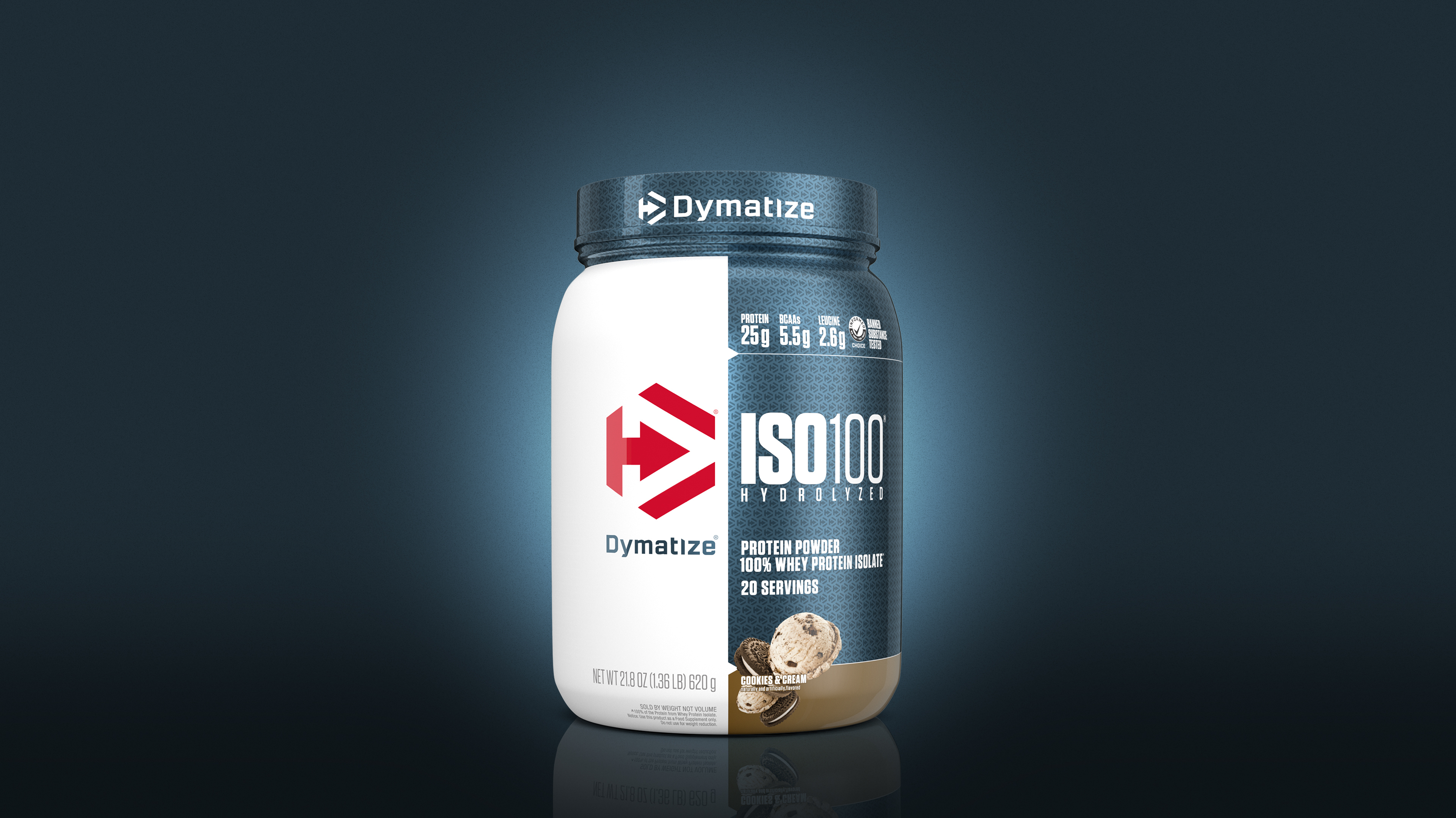 A single tub of Dymatize ISO100 Cookies & Cream